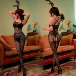 W-3122 Erotic mesh bandeau open crotch one-piece - Image 2