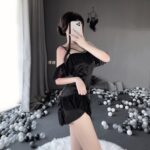 T-2549 Temptation thin suspender nightdress, dressing gown, bathrobe women's loungewear set - Image 2