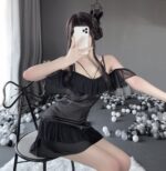 T-2549 Temptation thin suspender nightdress, dressing gown, bathrobe women's loungewear set - Image 4