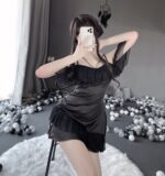 T-2549 Temptation thin suspender nightdress, dressing gown, bathrobe women's loungewear set - Image 5