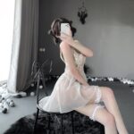 T-2603  Sheer open crotch dress erotic lingerie nightdress - Image 5