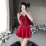 T-2512 Chiffon sheer seduction sweet ruffled slip nightdress set - Image 8