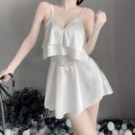 T-2512 Chiffon sheer seduction sweet ruffled slip nightdress set - Image 6