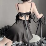 T-2512 Chiffon sheer seduction sweet ruffled slip nightdress set - Image 2