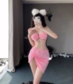 T-2713 Suspender high waist split nightdress short skirt - Image 4