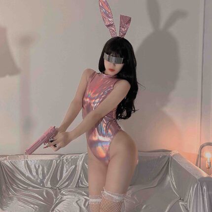 Y-2025 Laser leather one-piece bunny uniform