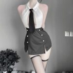 T-2489 Fun Lingerie Sexy Skirt OL Secretary Uniform Seductive Hot Nightclub Pajamas (Costume + short skirt + tie) - Image 5