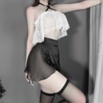 T-2490 Split bandeau lace secretary outfit uniform seduction suit - Image 7