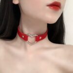 P-63 Punk leather peach heart collar - Image 3