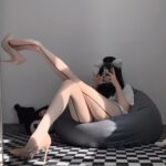 W-3084 Black silk fishnet lace jumpsuit sex stockings - Image 5