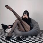 W-3084 Black silk fishnet lace jumpsuit sex stockings - Image 3