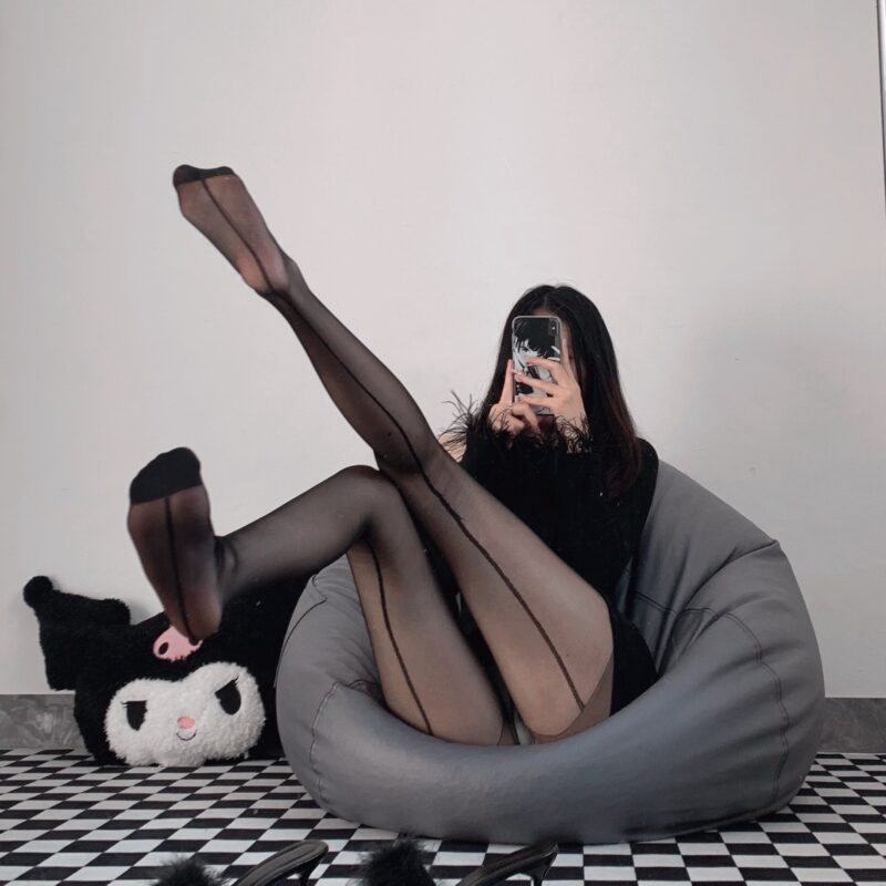 Black silk fishnet lace jumpsuit sex stockings