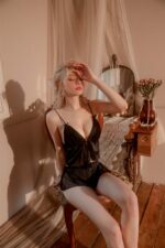 D-8618 Sexy Sling Nightdress Deep V Front Buckle Hot Lingerie - Image 11