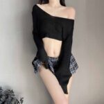 T-1055 Sexy college off-the-shoulder set - Image 5