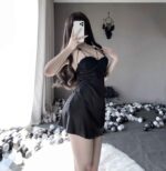 T-2450 Sexy lace slip dress satin chiffon loungewear pajamas - Image 3