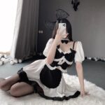 T-2538  Cute soft girl Japanese black and white maid maid suit cos Lolita - Image 2