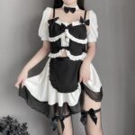 T-2538  Cute soft girl Japanese black and white maid maid suit cos Lolita - Image 4