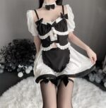 T-2538  Cute soft girl Japanese black and white maid maid suit cos Lolita - Image 5