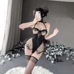 T-2539 Sexy mesh sheer seduction pajamas no slip skirt loungewear set - Image 8