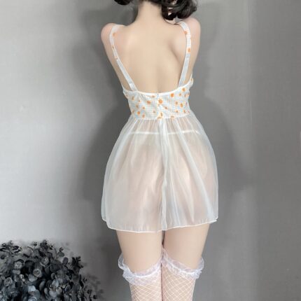 Sheer open crotch dress erotic lingerie nightdress