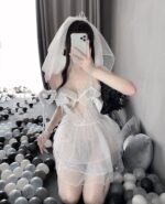 T-2541  Sweet mesh bride opens without taking off her jumpsuit uniform