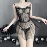 T-9151 Sexy lace sheer bow no-take off slip nightdress - Image 6