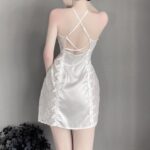 T-2509 Sexy lingerie deep V seduction side split embroidered slip nightdress - Image 8