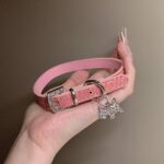 P-720 Pink diamond puppy leather necklace - Image 4